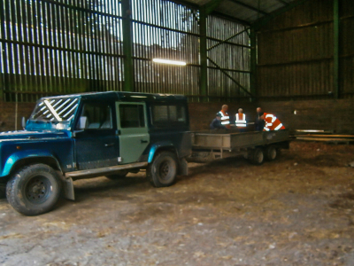 UNloading Signal Box timbers at new storage location