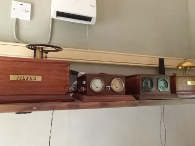 Inside the station building, in the booking office, this new shelf of the signalling instruments for the sections to Bratton and Pilton has been installed.