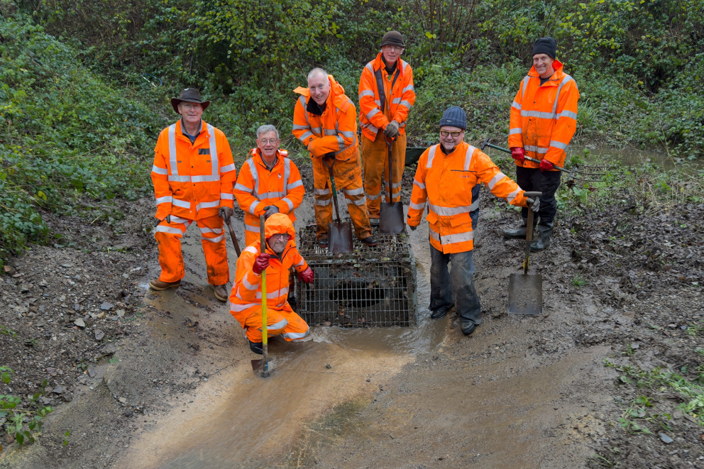 Pit successfully cleaned out - smiles all round. Day 3 November Work Weekend.