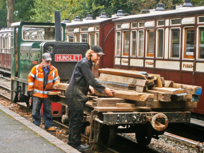 Moving signal box timbers at Woody Bay